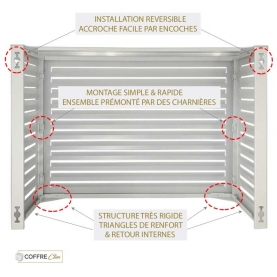 Cache climatisation extérieur Condor Blanc Aluminium - Montage réversible